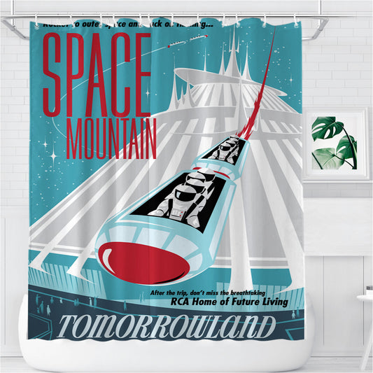 Personalized Space Mountain Tomorrowland Shower Curtain Farmhouse Bathroom Decor