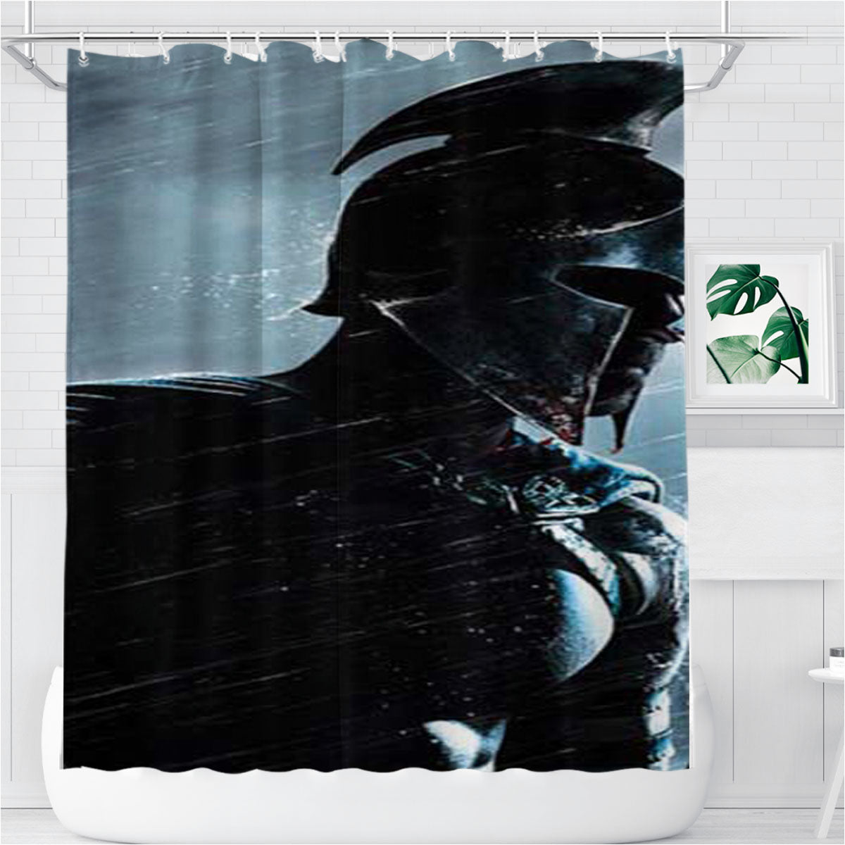 Spartan Rain Bathroom Shower Curtain Fabric Waterproof | 66 X 72 Inch
