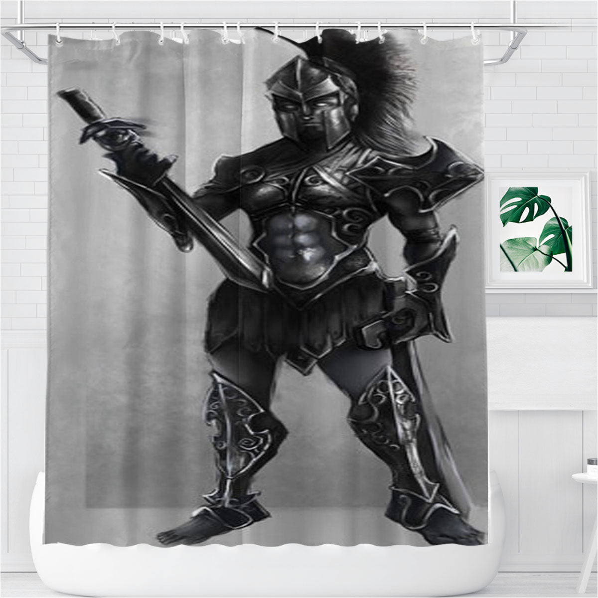 Spartan Warrior Art Bathroom Shower Curtain Fabric Waterproof | 66 X 72 Inch