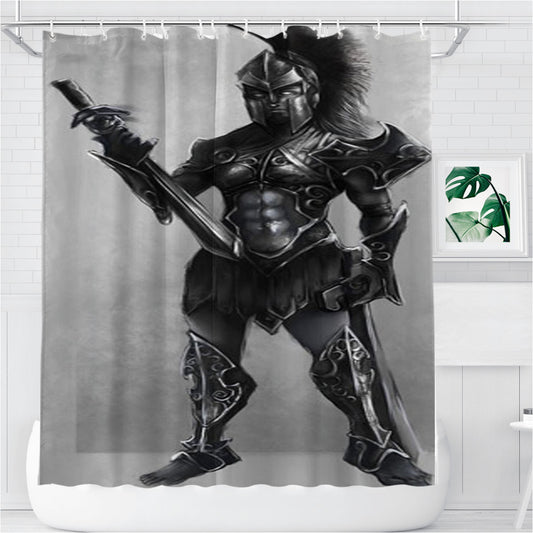 Personalized Spartan Warrior Art Shower Curtain Farmhouse Bathroom Decor