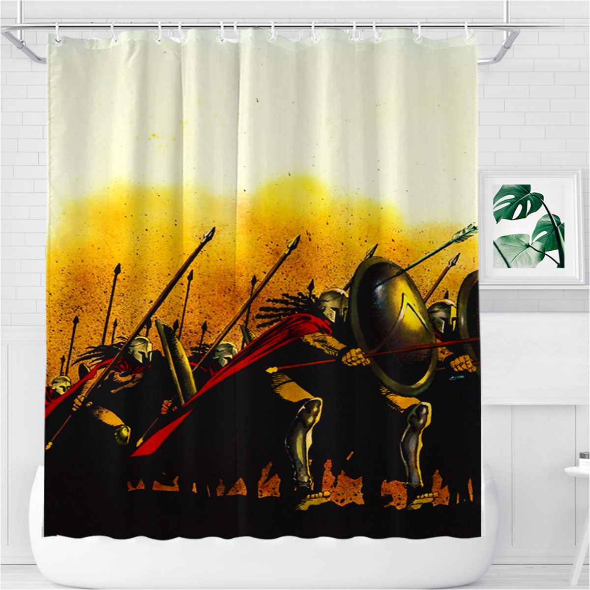 Spartan Warriors Bathroom Shower Curtain Fabric Waterproof | 66 X 72 Inch