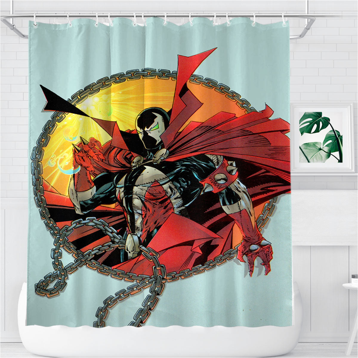 Spawn Chain Superhero Bathroom Shower Curtain Fabric Waterproof | 66 X 72 Inch