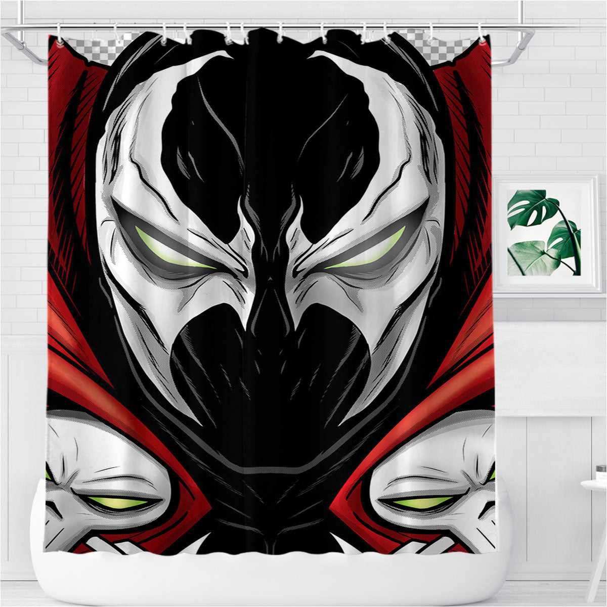 Spawn Comic Face Illustration Bathroom Shower Curtain Fabric Waterproof | 66 X 72 Inch