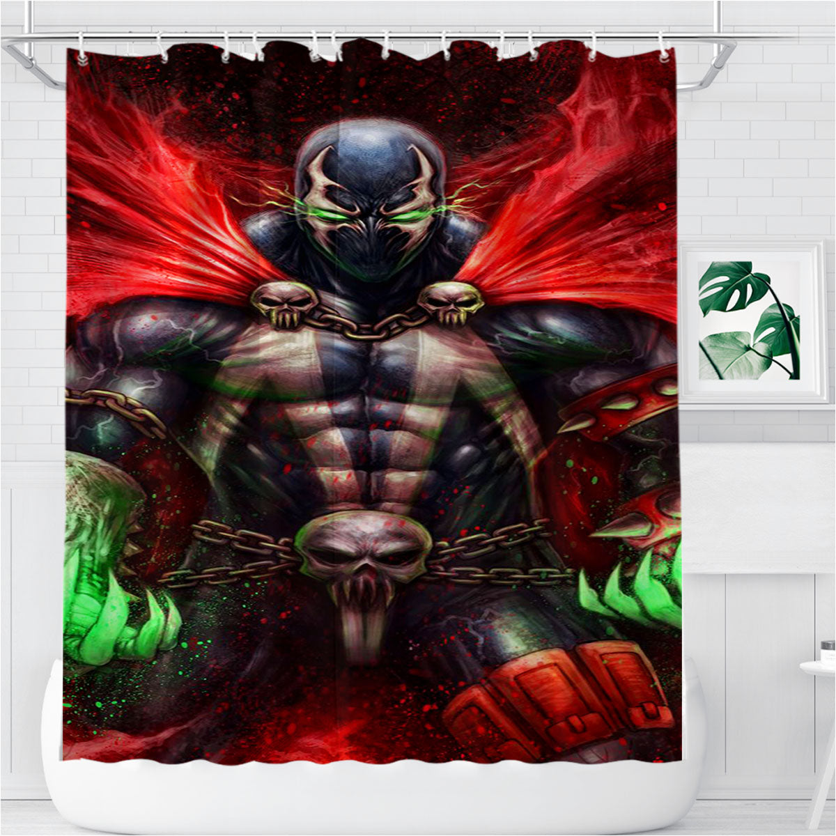 Spawn Digital Wallpaper Bathroom Shower Curtain Fabric Waterproof | 66 X 72 Inch
