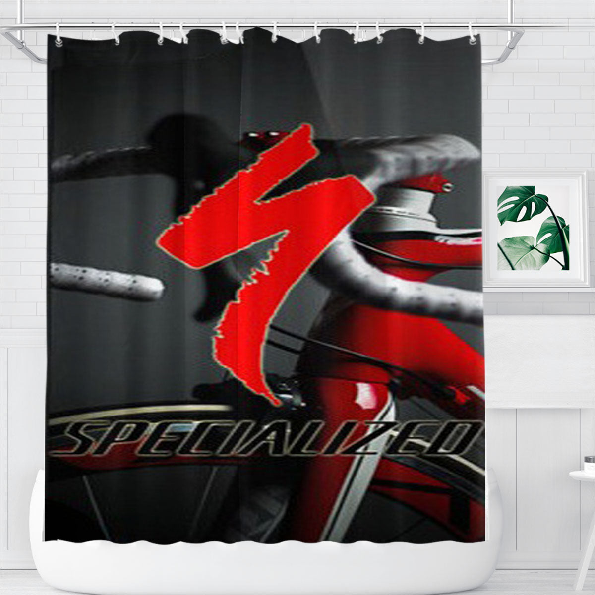 Specialized S Works Tarmac Sl Sport Bicycles Logo Bathroom Shower Curtain Fabric Waterproof | 66 X 72 Inch