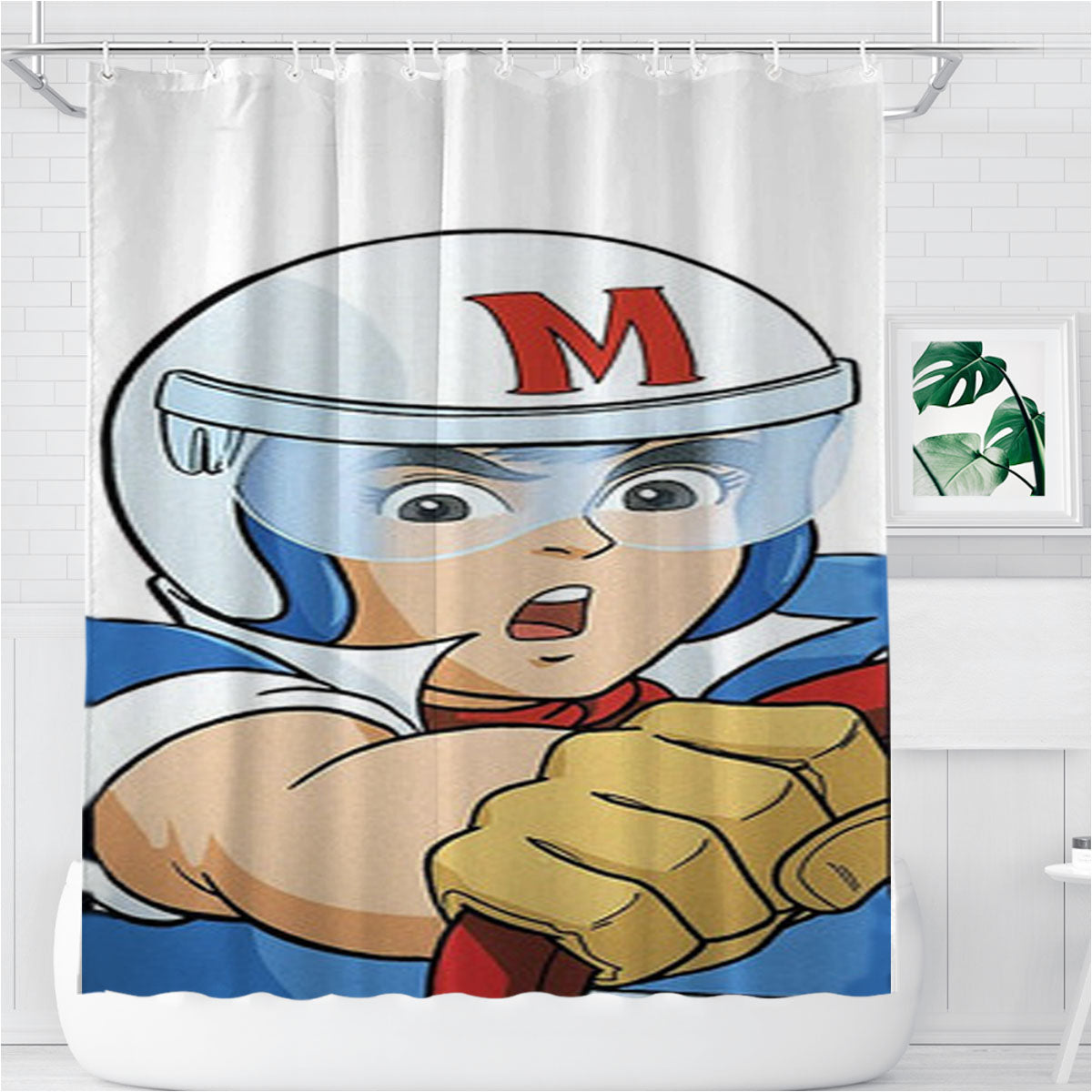 Speed Racer Driving Car Bathroom Shower Curtain Fabric Waterproof | 66 X 72 Inch