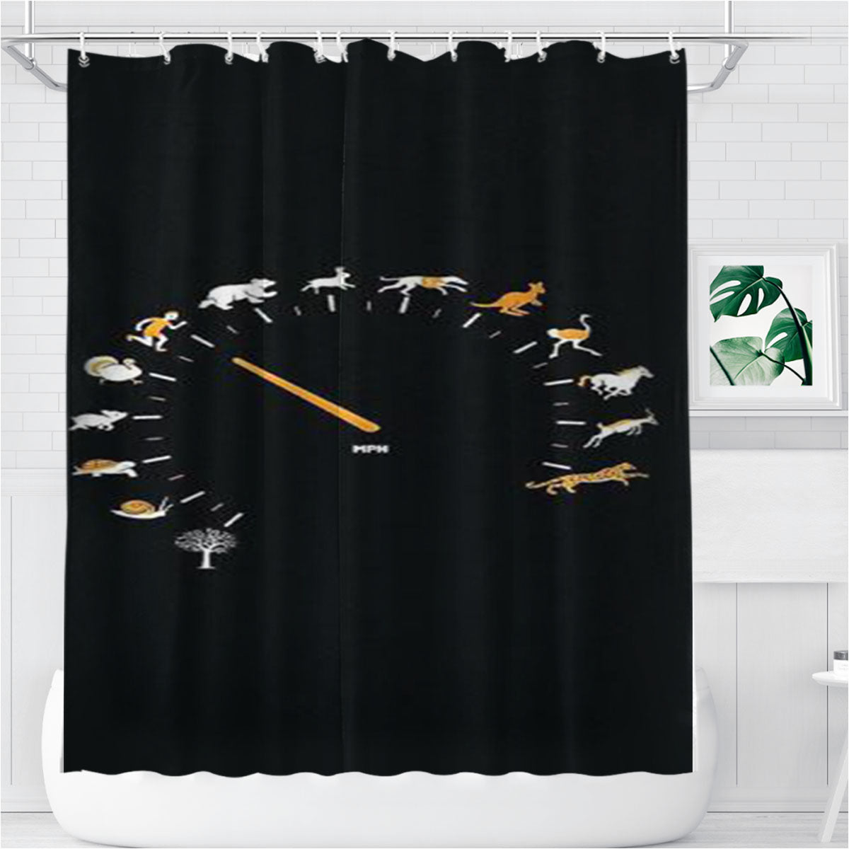 Speedometer Supersport Car Bathroom Shower Curtain Fabric Waterproof | 66 X 72 Inch
