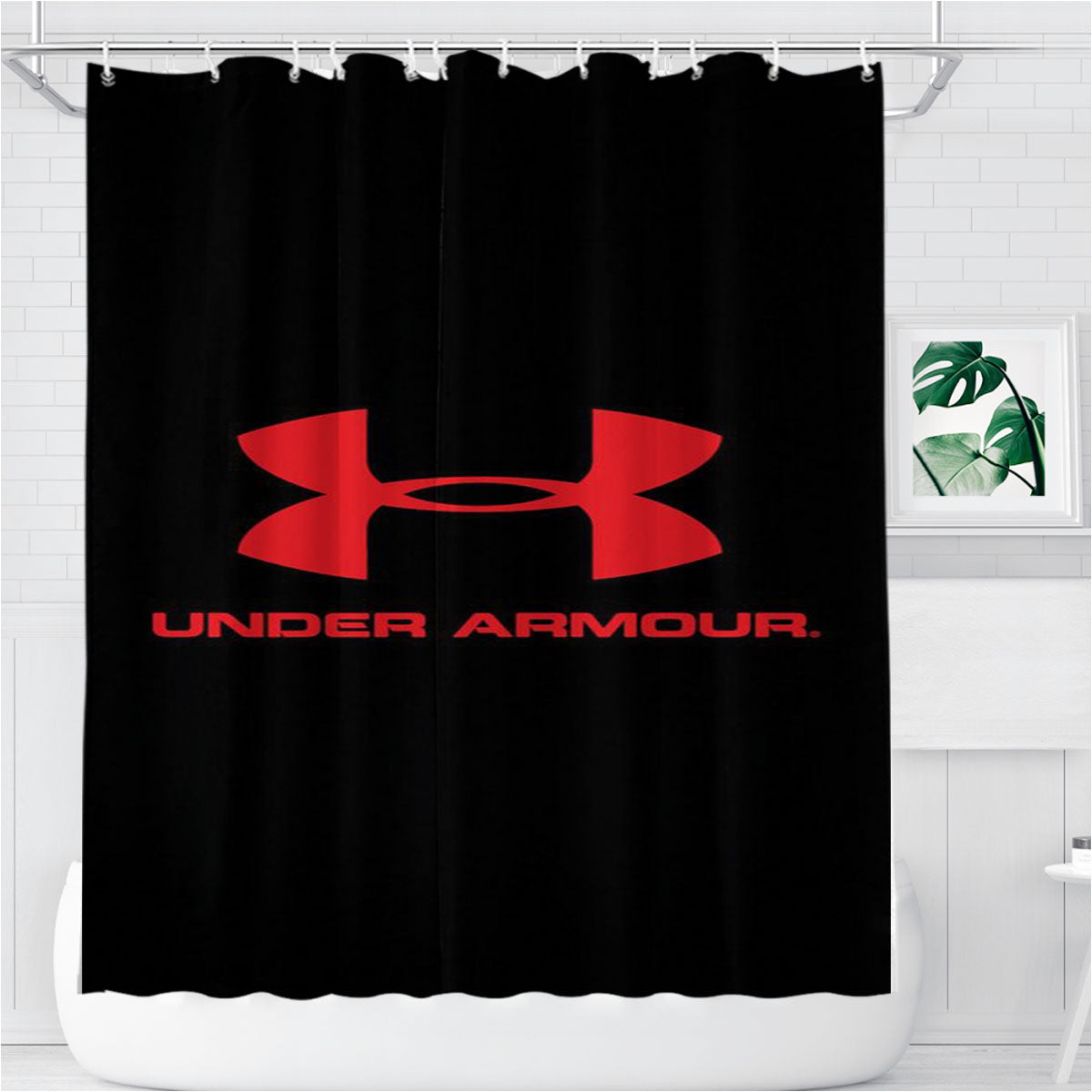 Spicy Red Under Armour Logo Bathroom Shower Curtain Fabric Waterproof | 66 X 72 Inch