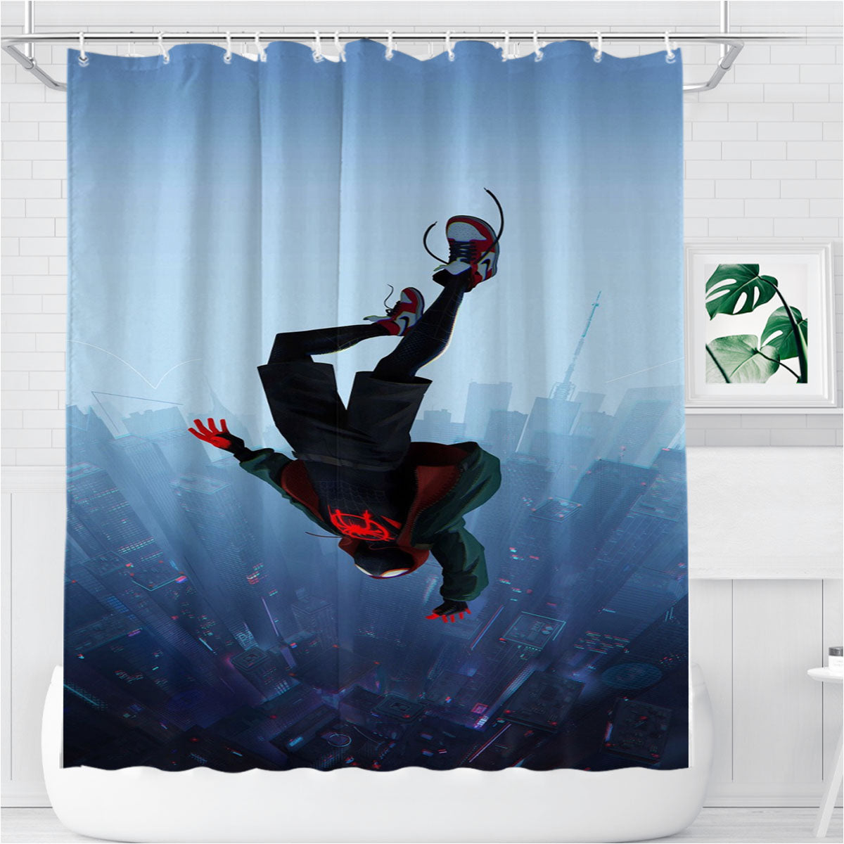 Spider-Man Into The Spider-Verse 1 Bathroom Shower Curtain Fabric Waterproof | 66 X 72 Inch