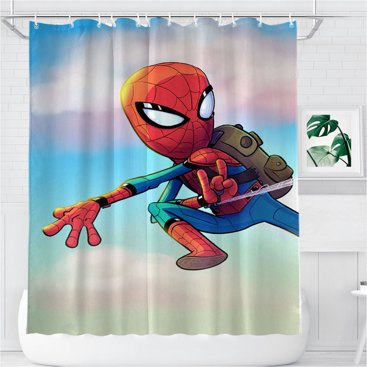 Spider Boy Bathroom Shower Curtain Fabric Waterproof | 66 X 72 Inch