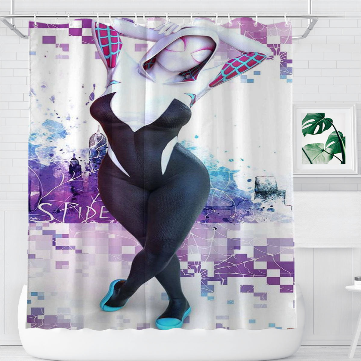 Spider Gwen For Genesis Female Bathroom Shower Curtain Fabric Waterproof | 66 X 72 Inch