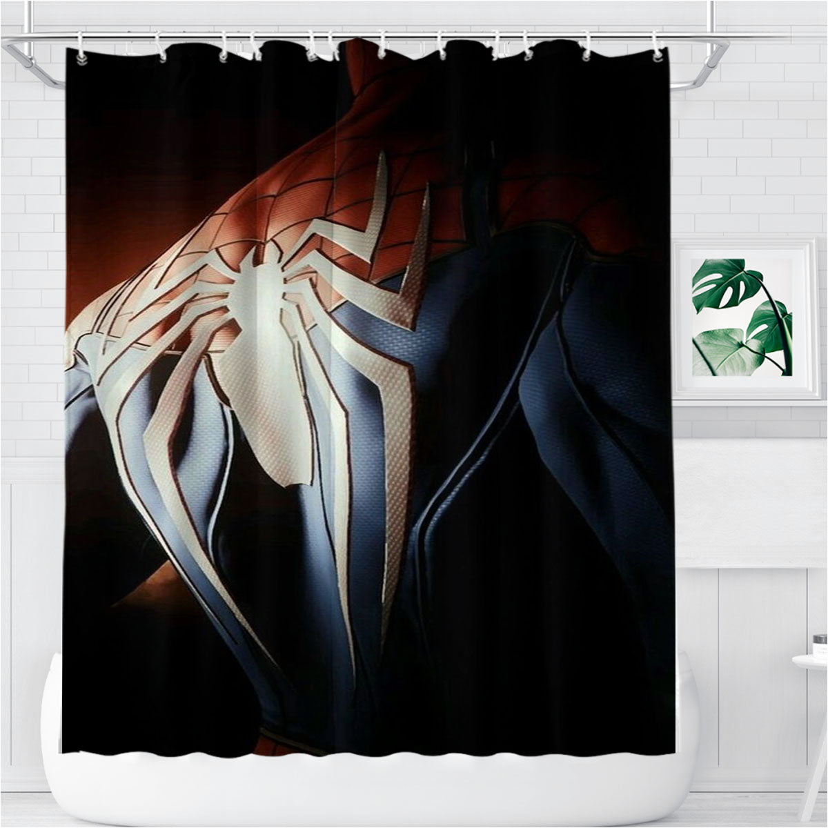 Spider Man Back Logo Costume Bathroom Shower Curtain Fabric Waterproof | 66 X 72 Inch