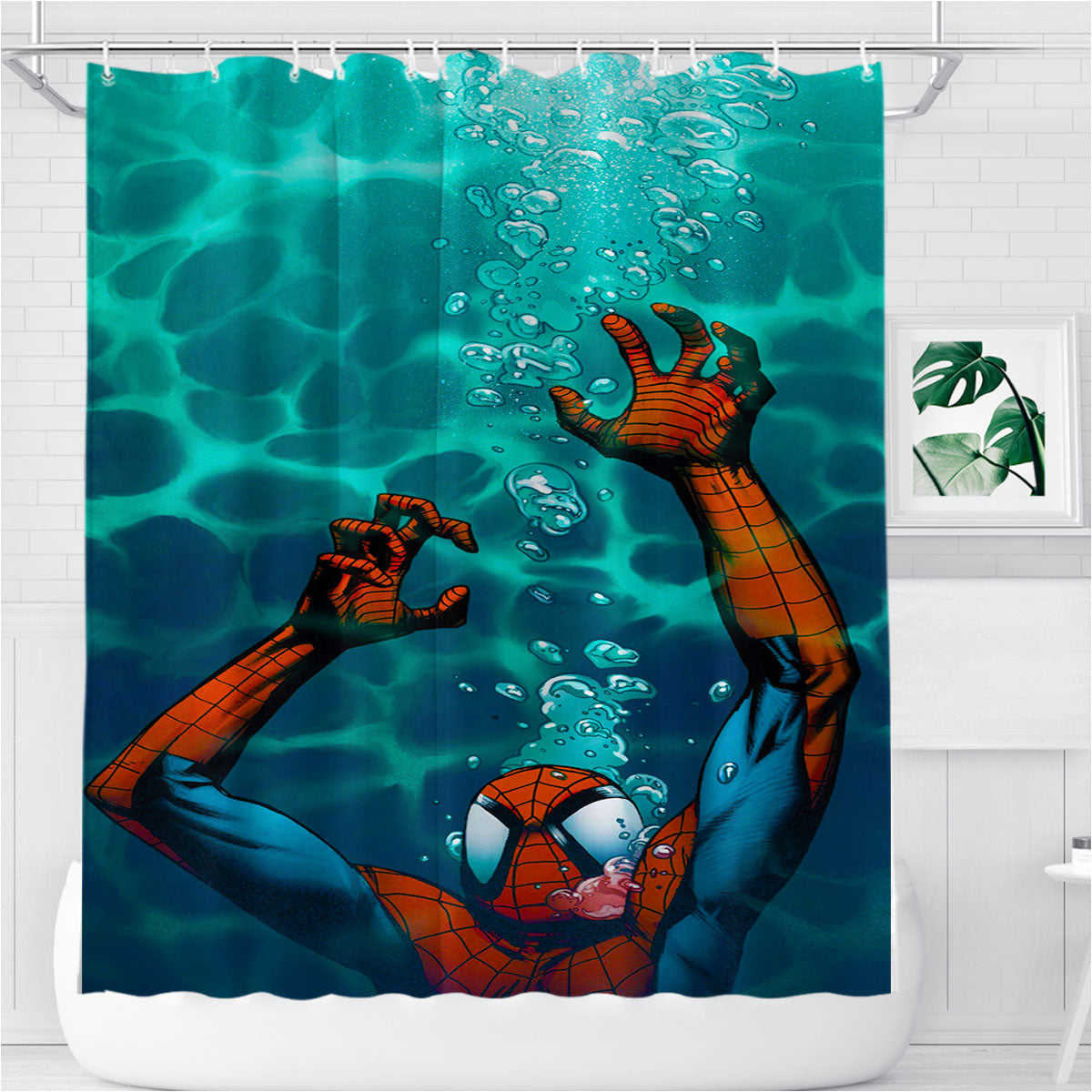 Spider Man Drowned Bathroom Shower Curtain Fabric Waterproof | 66 X 72 Inch