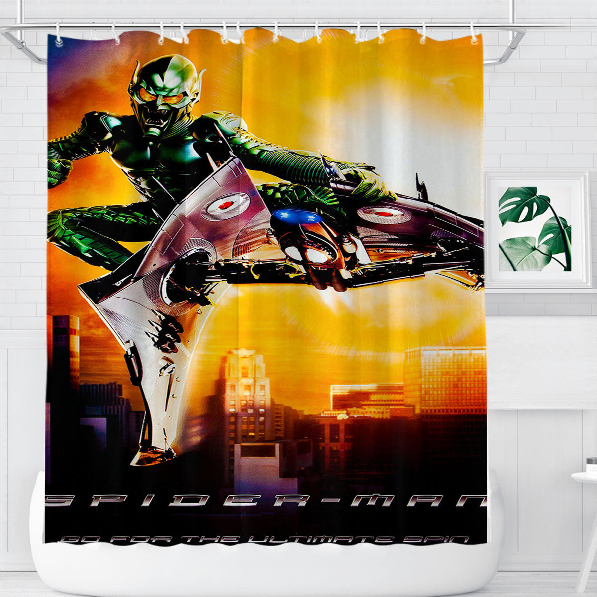 Spider Man Green Goblin Bathroom Shower Curtain Fabric Waterproof | 66 X 72 Inch