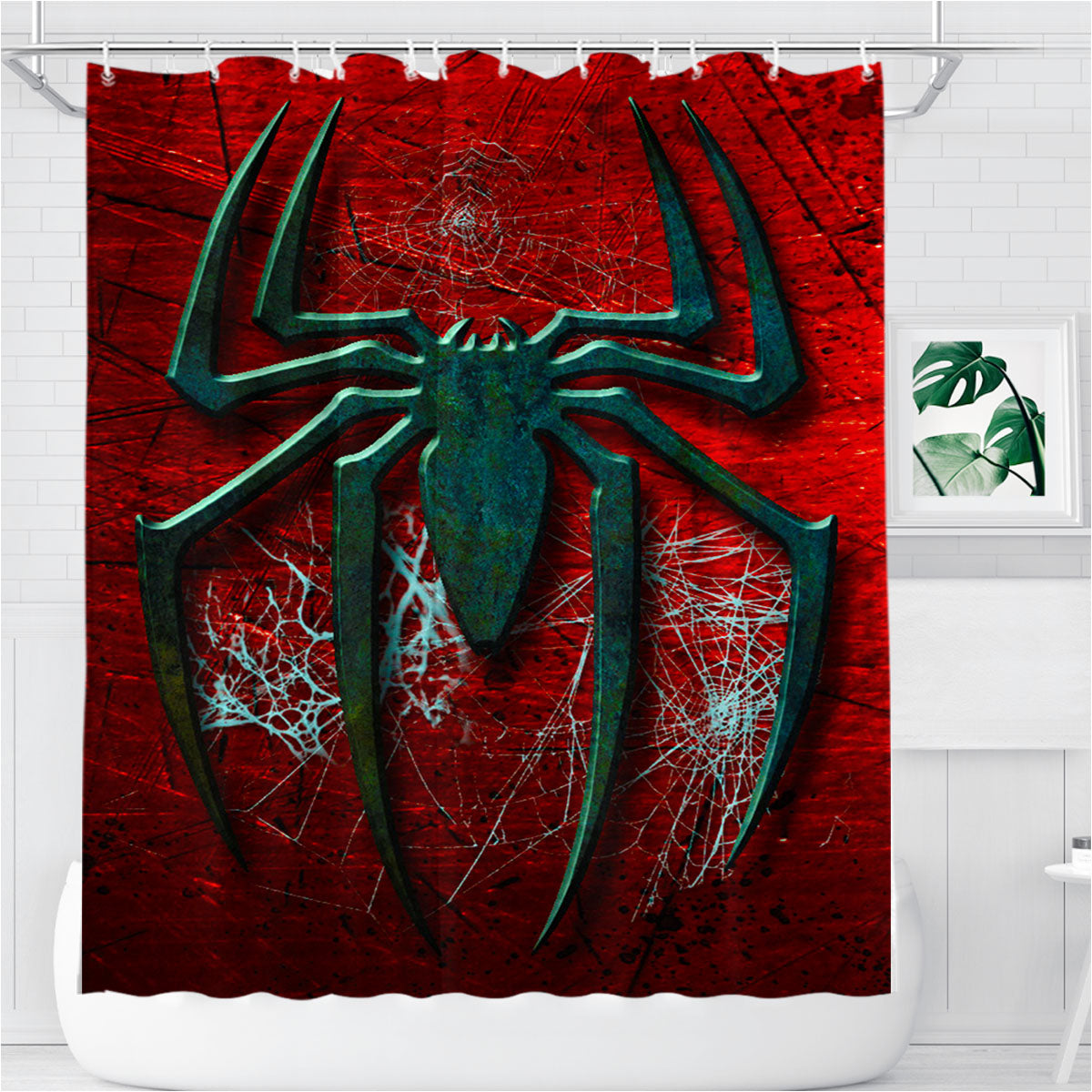 Spider Man Hive Logo Bathroom Shower Curtain Fabric Waterproof | 66 X 72 Inch