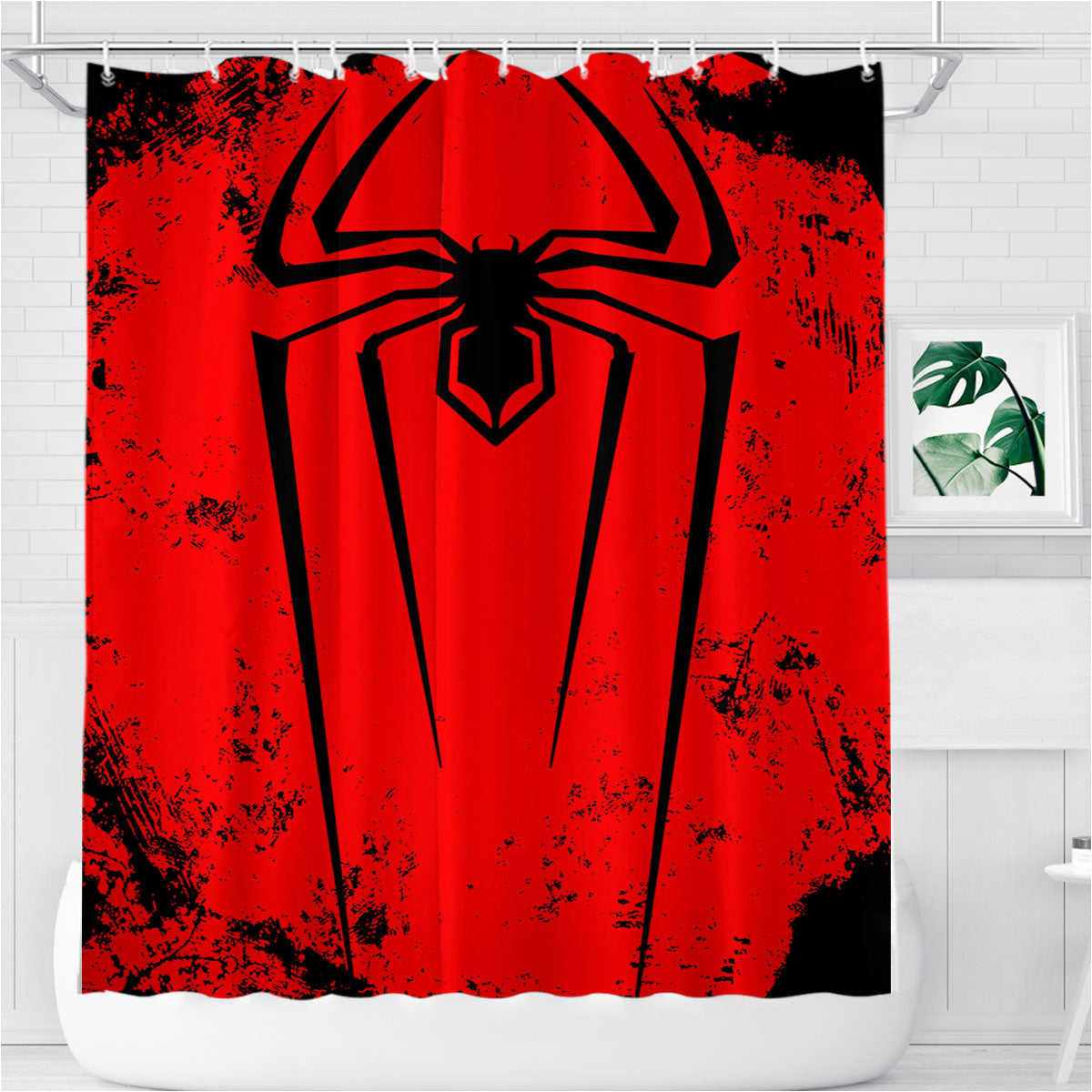 Spider Man Logo Bathroom Shower Curtain Fabric Waterproof | 66 X 72 Inch