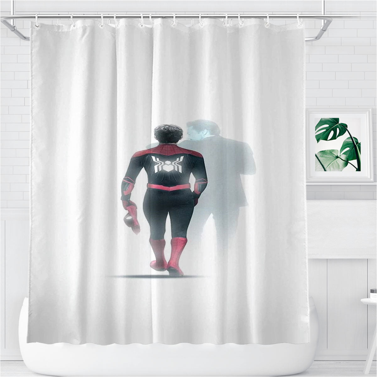 Spider Man Miss Tony Stark Shadow Bathroom Shower Curtain Fabric Waterproof | 66 X 72 Inch