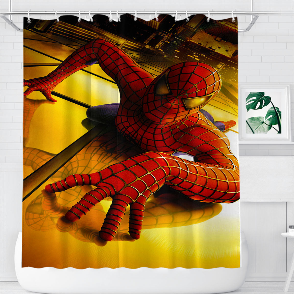 Spider Man Movie Cover Bathroom Shower Curtain Fabric Waterproof | 66 X 72 Inch