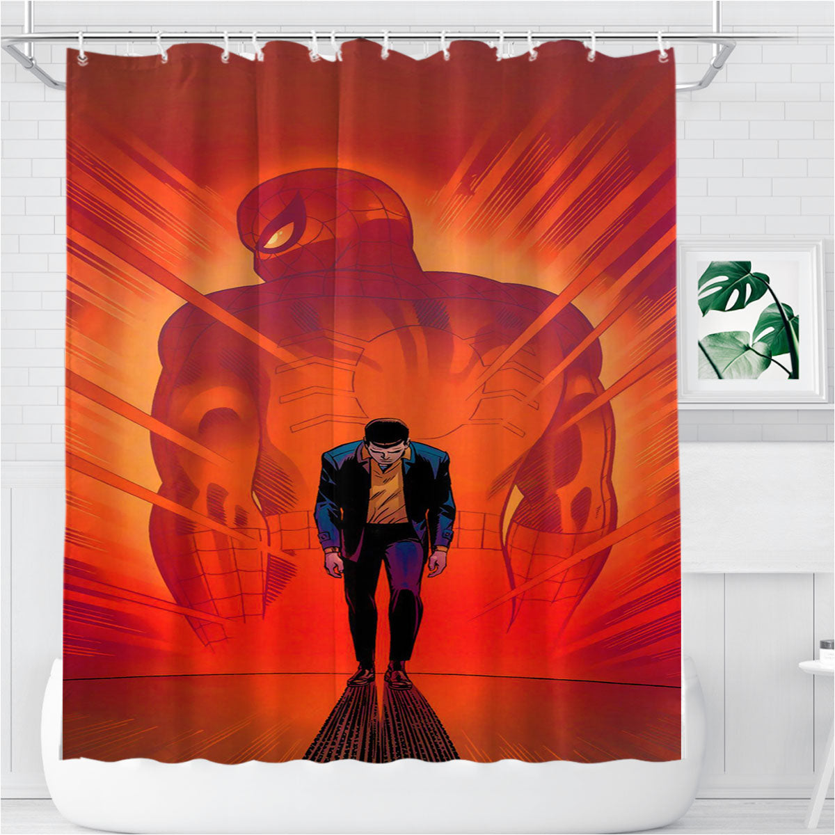 Spider Man Peter Parker Comic Bathroom Shower Curtain Fabric Waterproof | 66 X 72 Inch