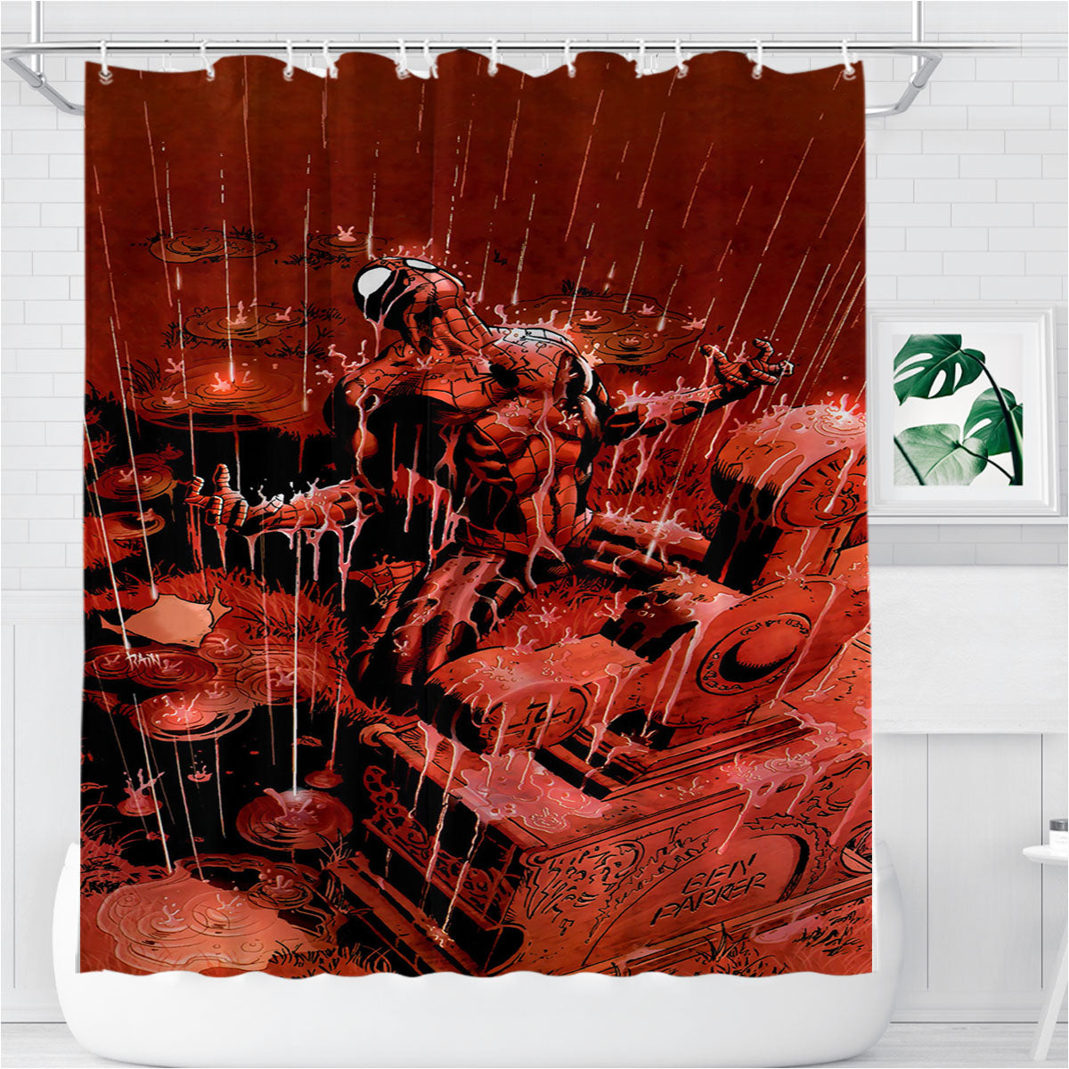 Spider Man Rage Bathroom Shower Curtain Fabric Waterproof | 66 X 72 Inch