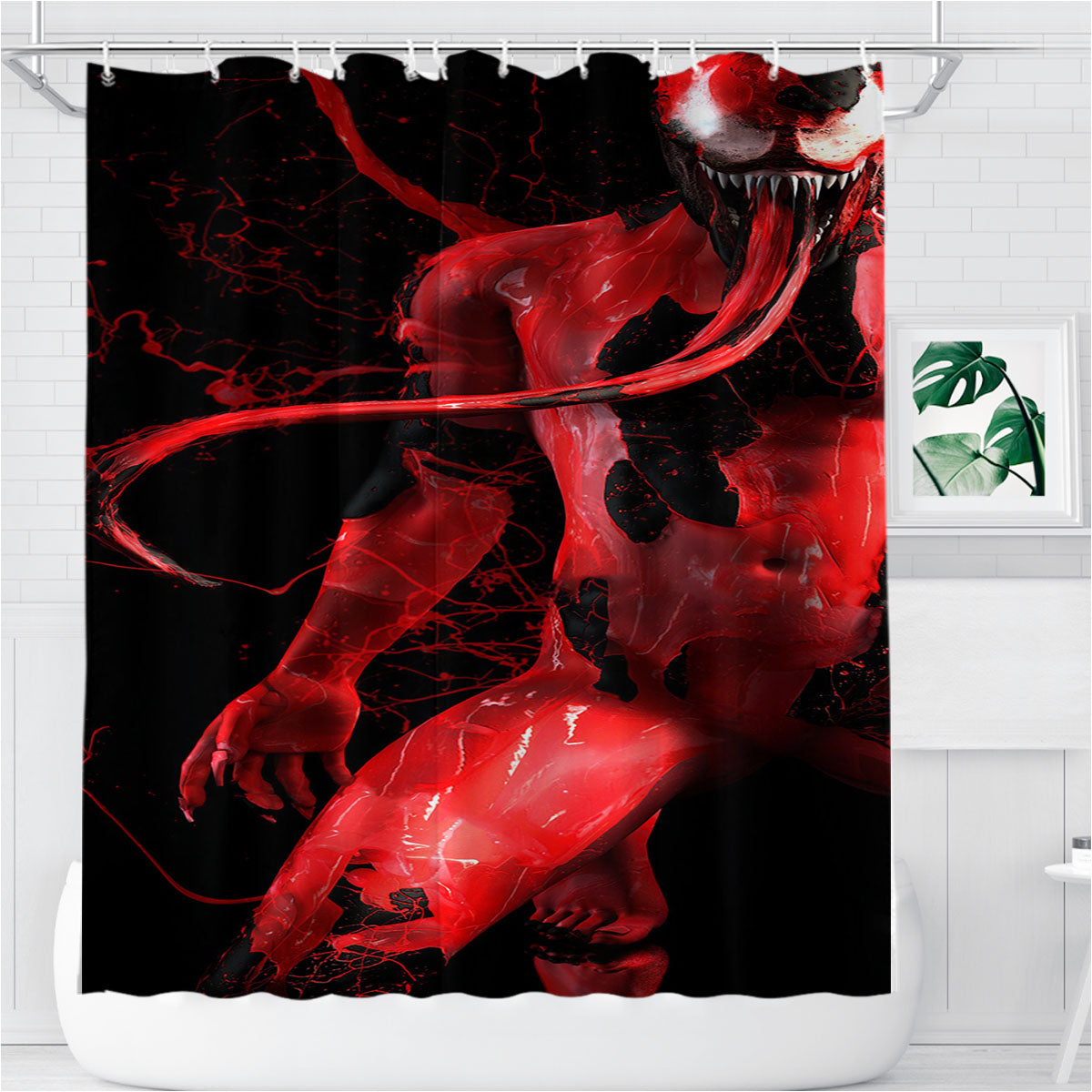 Spider Man Venom Bloody Paint Bathroom Shower Curtain Fabric Waterproof | 66 X 72 Inch