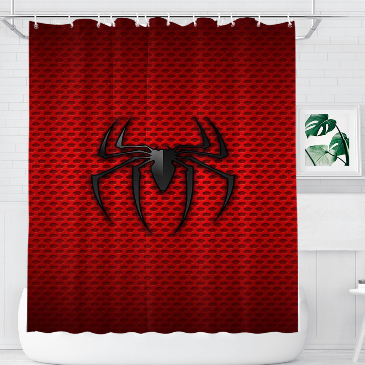 Spider Man Wallpaper Art Logo Wallpapers Bathroom Shower Curtain Fabric Waterproof | 66 X 72 Inch