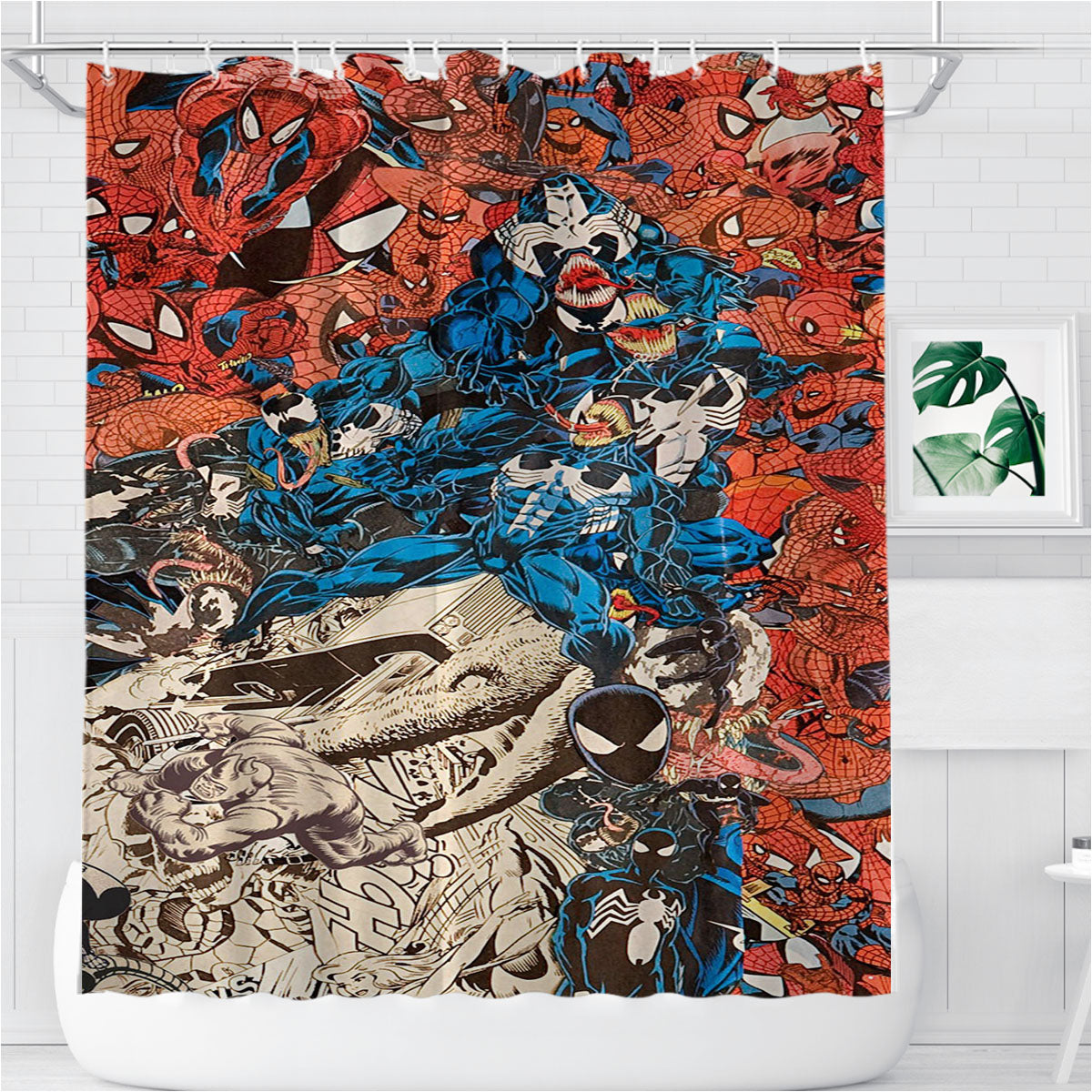 Spiderman Bathroom Shower Curtain Fabric Waterproof | 66 X 72 Inch