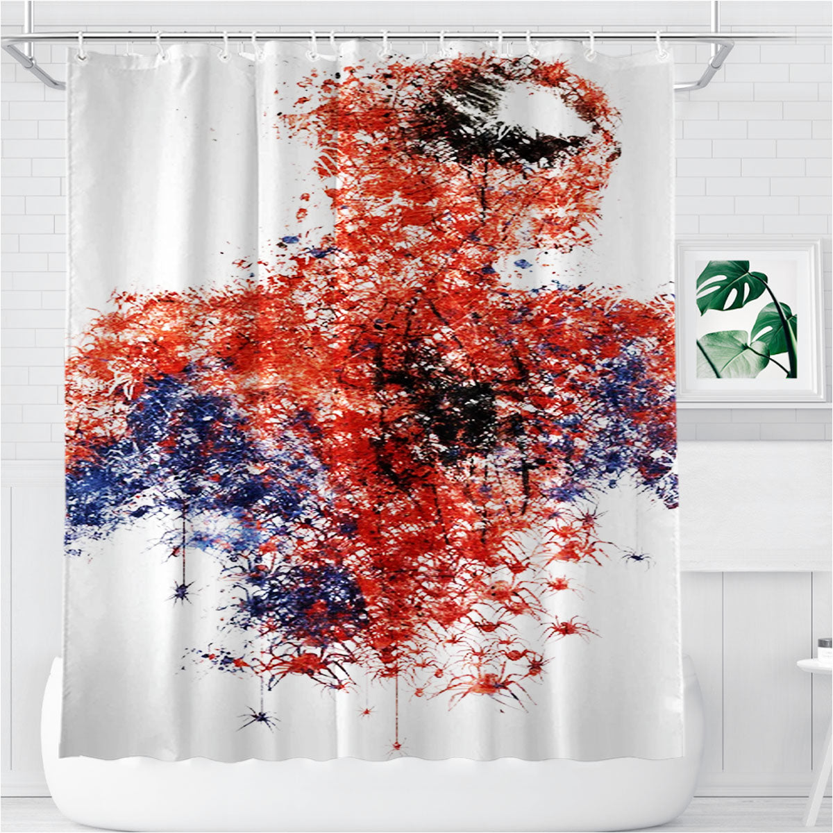 Spiderman A Hero Painting Case Bathroom Shower Curtain Fabric Waterproof | 66 X 72 Inch