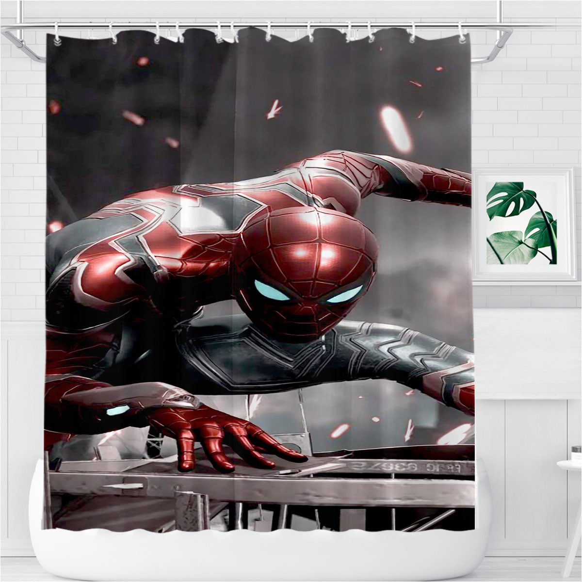 Spiderman All Suits New Bathroom Shower Curtain Fabric Waterproof | 66 X 72 Inch