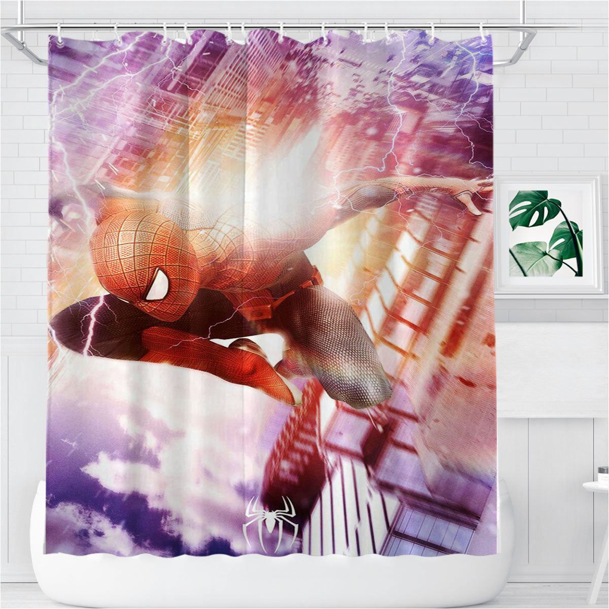 Spiderman Amazing Bathroom Shower Curtain Fabric Waterproof | 66 X 72 Inch