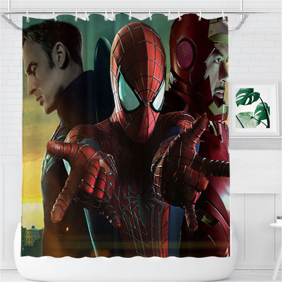 Spiderman Captain Iron Marvel Bathroom Shower Curtain Fabric Waterproof | 66 X 72 Inch