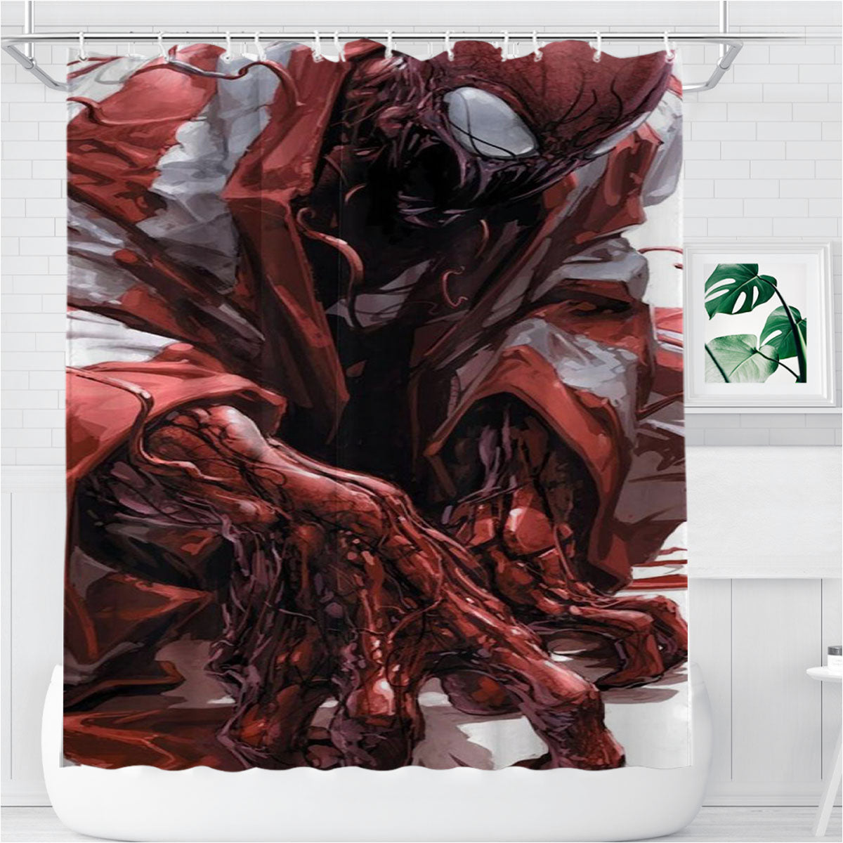 Spiderman Carnage Pajamas Bathroom Shower Curtain Fabric Waterproof | 66 X 72 Inch