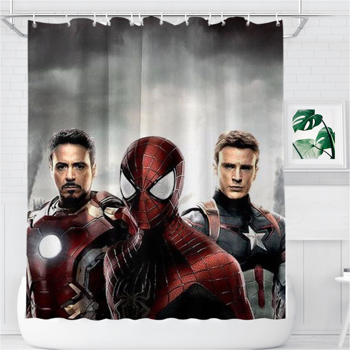 Spiderman Cartoon Marvel Bathroom Shower Curtain Fabric Waterproof | 66 X 72 Inch