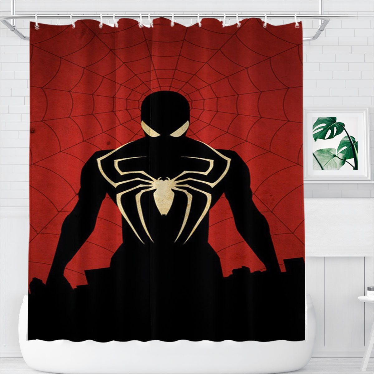Spiderman Comics Bathroom Shower Curtain Fabric Waterproof | 66 X 72 Inch