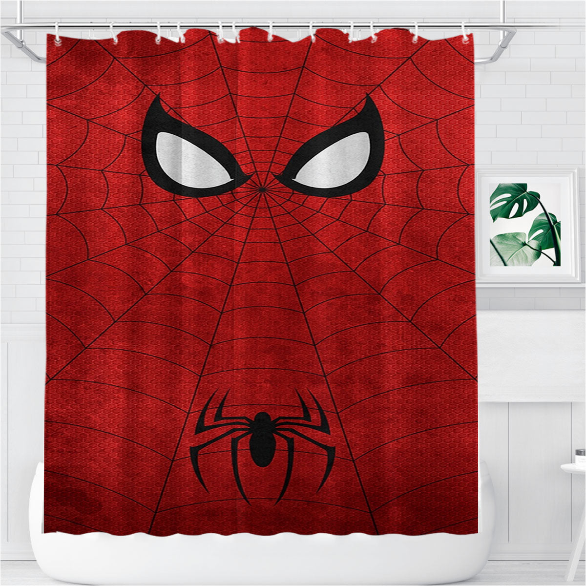 Spiderman Custom Art Bathroom Shower Curtain Fabric Waterproof | 66 X 72 Inch