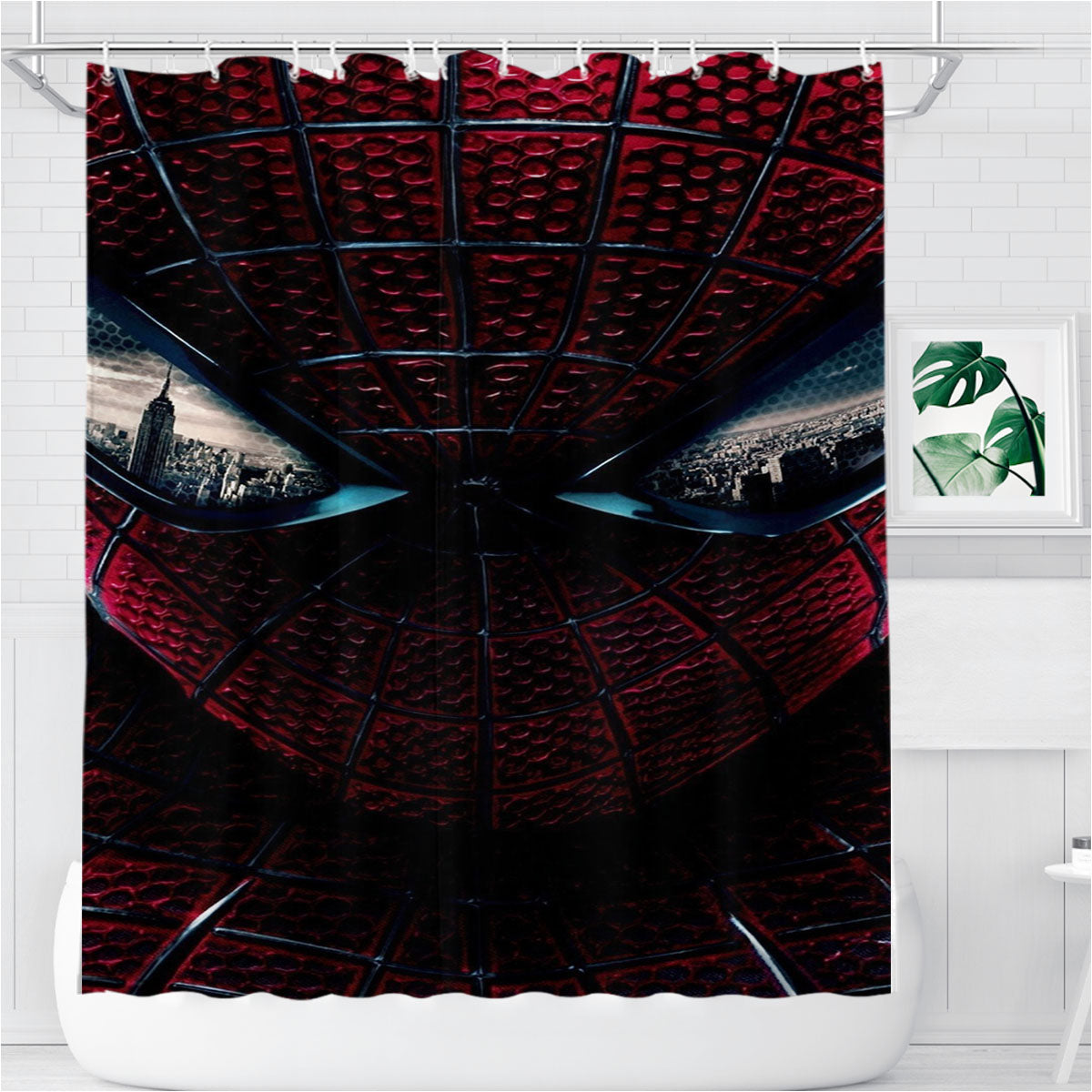 Spiderman Face Custom Bathroom Shower Curtain Fabric Waterproof | 66 X 72 Inch