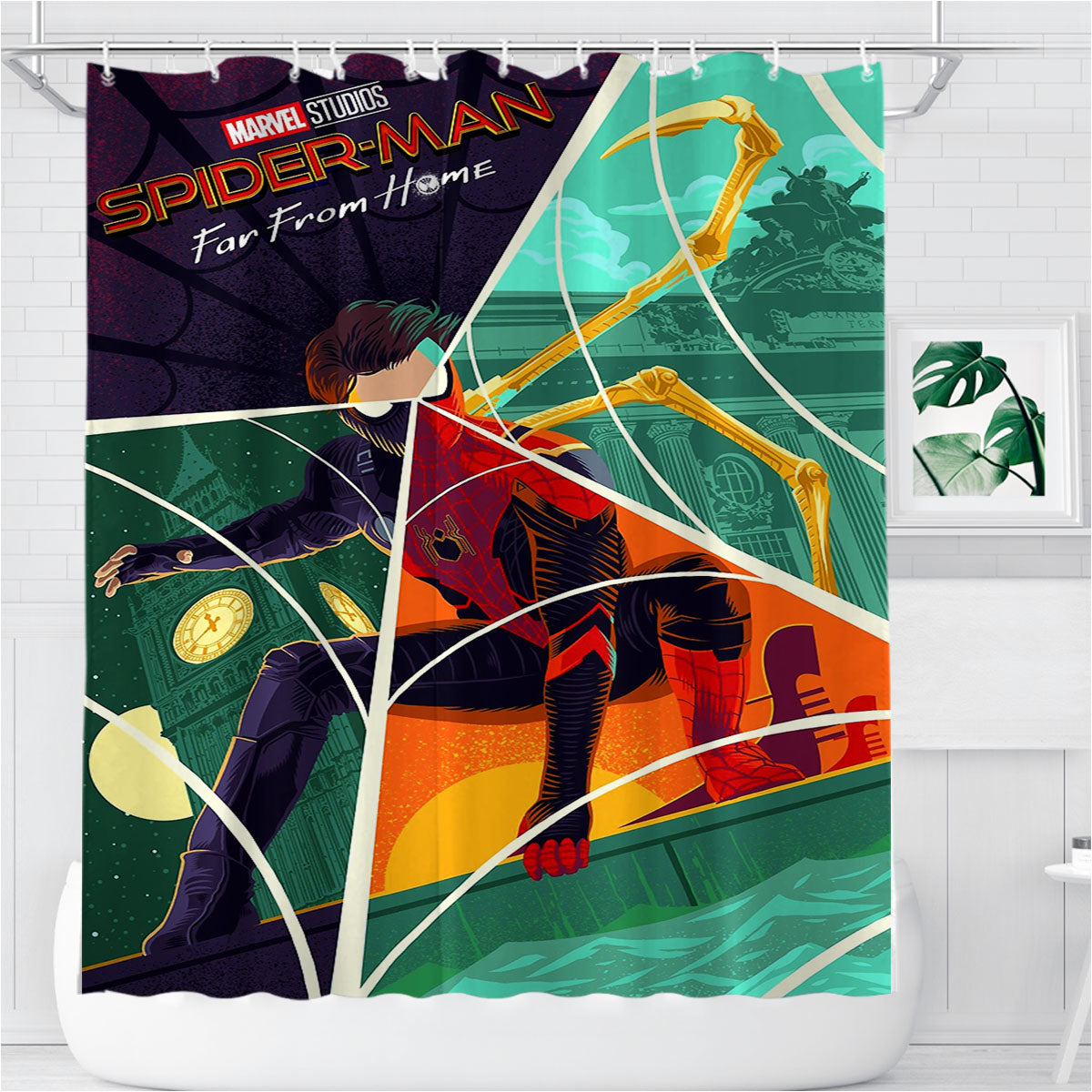 Spiderman Far From Home Studio Bathroom Shower Curtain Fabric Waterproof | 66 X 72 Inch