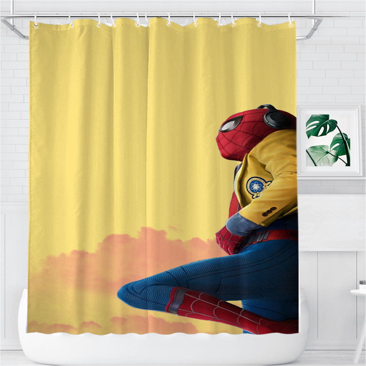 Spiderman Homecoming Bathroom Shower Curtain Fabric Waterproof | 66 X 72 Inch