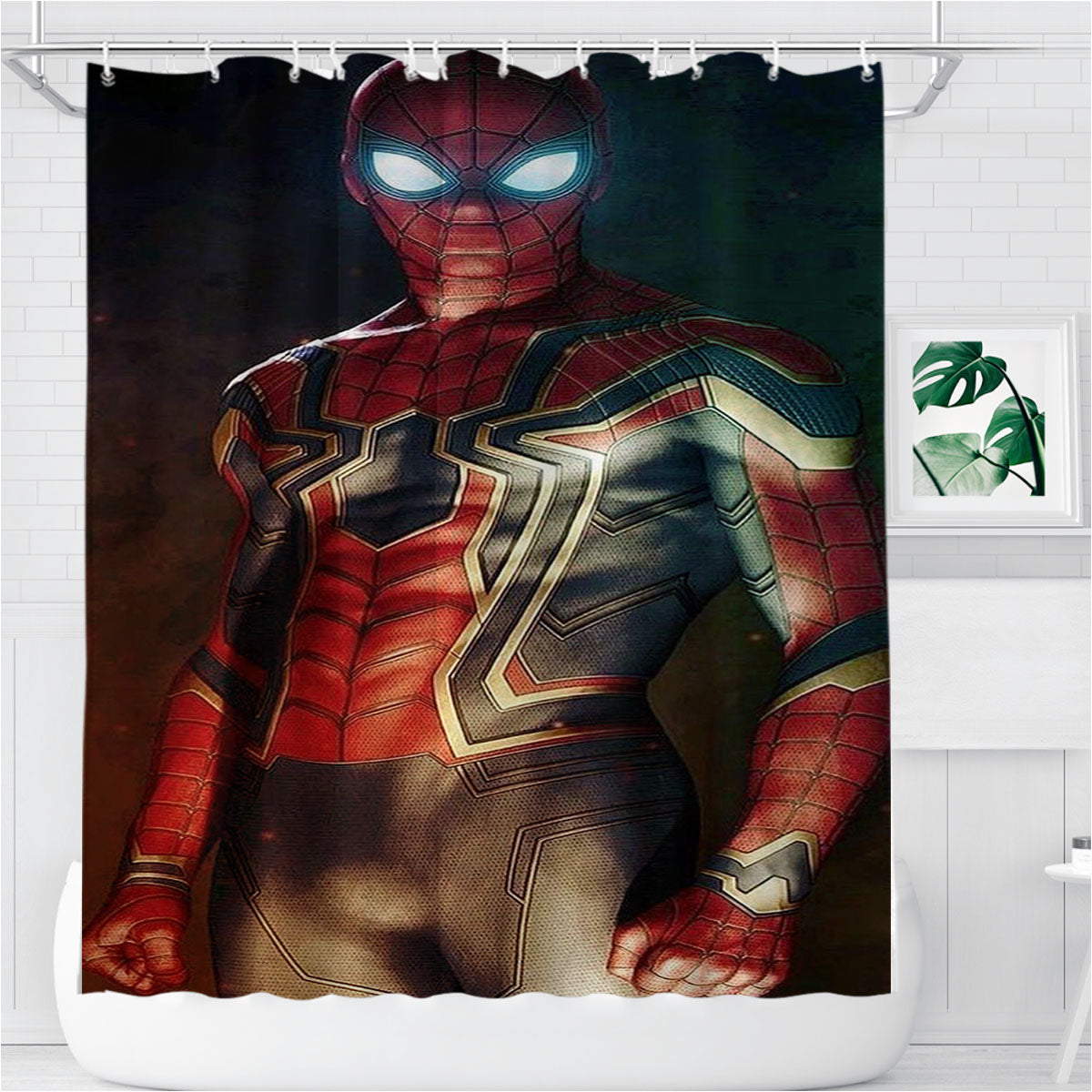 Spiderman Homecoming New Costume Bathroom Shower Curtain Fabric Waterproof | 66 X 72 Inch