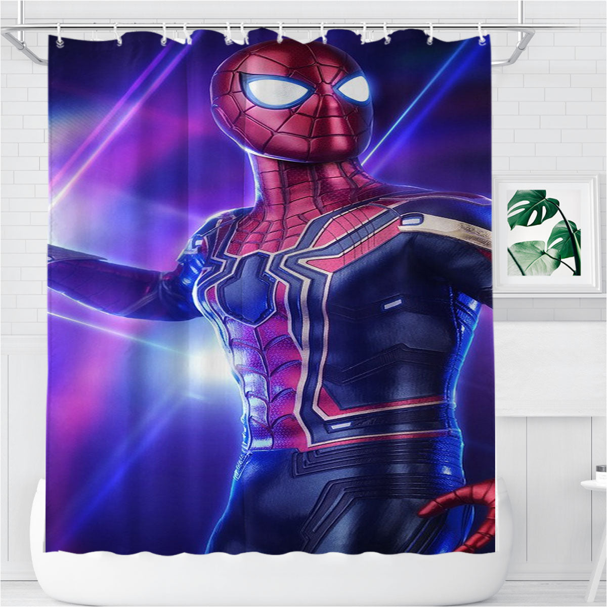 Spiderman Homecoming Suit Up Bathroom Shower Curtain Fabric Waterproof | 66 X 72 Inch