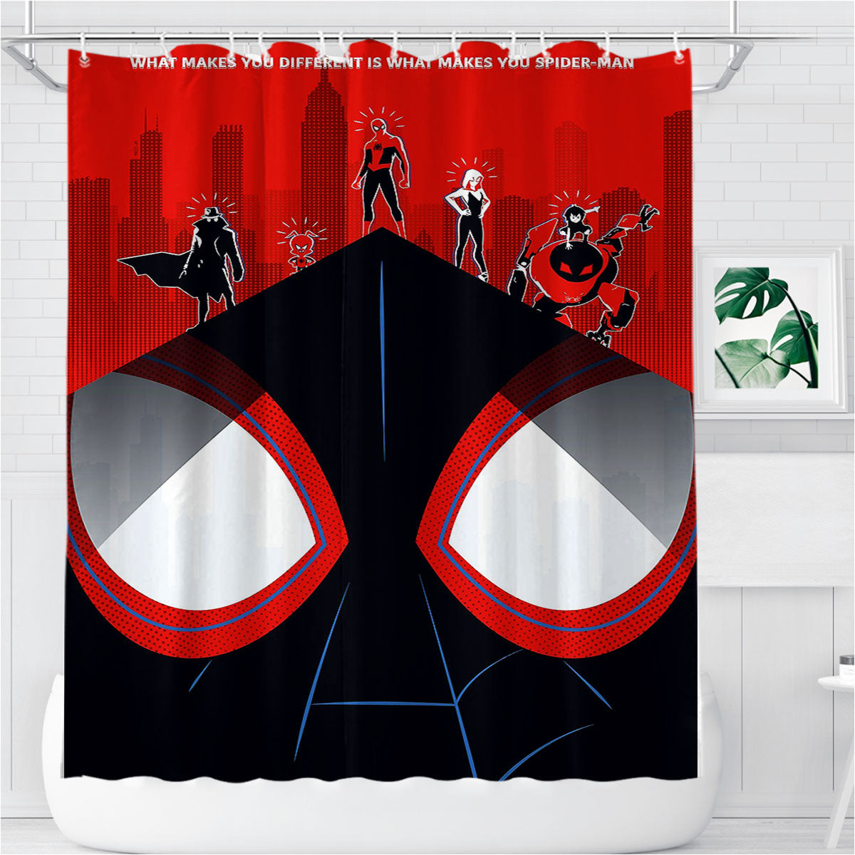 Spiderman Into The Spider Verse Art Bathroom Shower Curtain Fabric Waterproof | 66 X 72 Inch