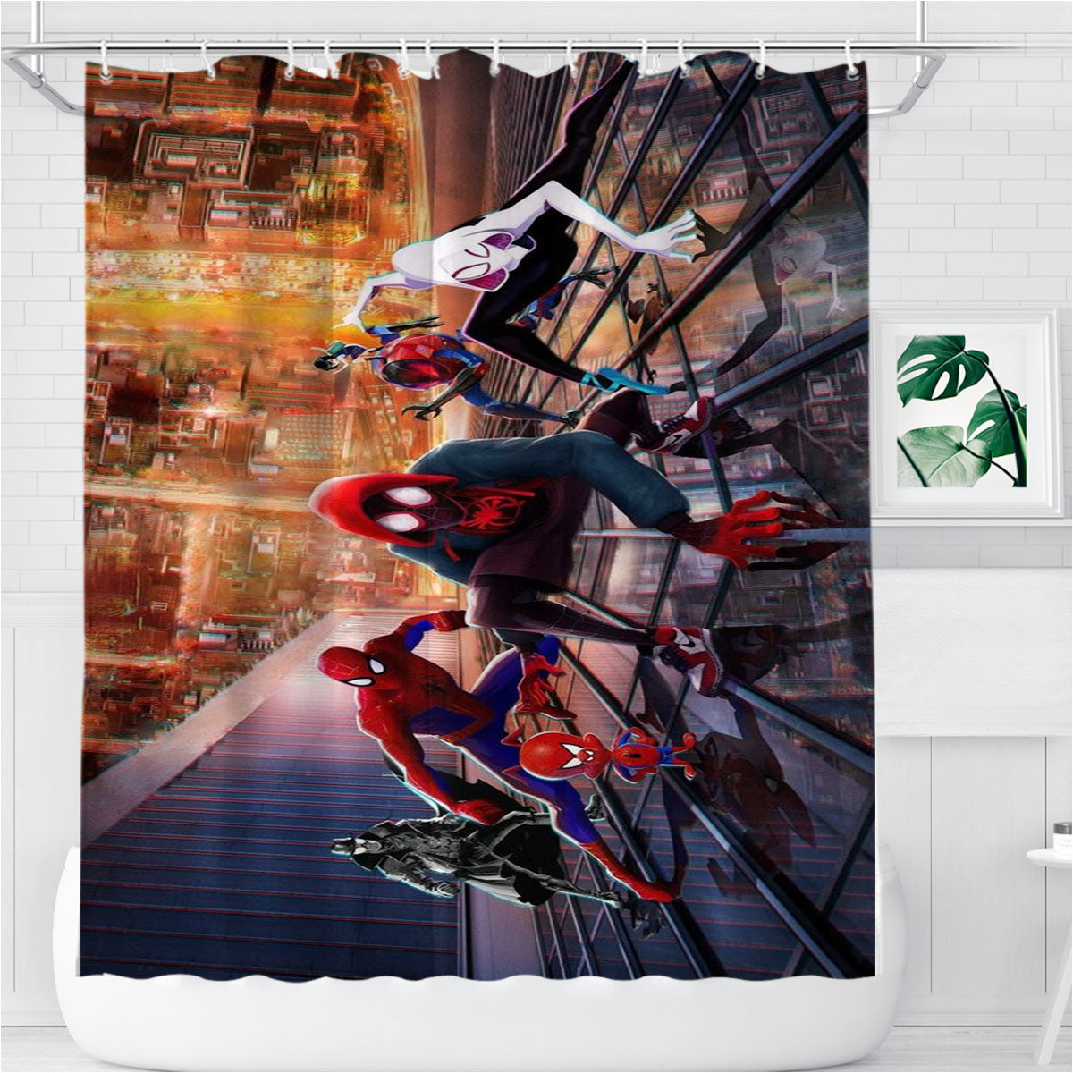 Spiderman Into The Spider Verse Collection Bathroom Shower Curtain Fabric Waterproof | 66 X 72 Inch