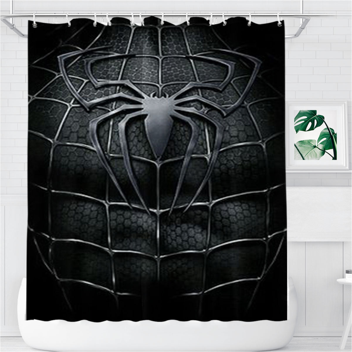 Spiderman Logo 1 Bathroom Shower Curtain Fabric Waterproof | 66 X 72 Inch