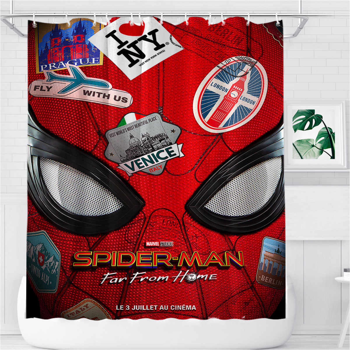 Spiderman Love New York Bathroom Shower Curtain Fabric Waterproof | 66 X 72 Inch