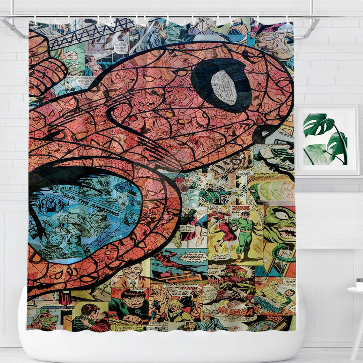 Spiderman Marvel Bathroom Shower Curtain Fabric Waterproof | 66 X 72 Inch