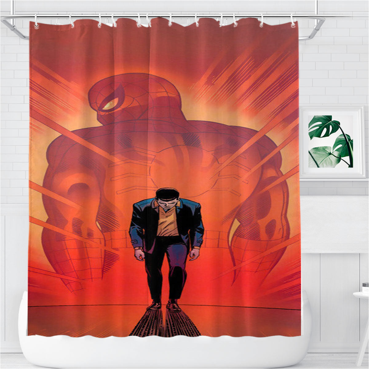 Spiderman Marvel Comic Bathroom Shower Curtain Fabric Waterproof | 66 X 72 Inch
