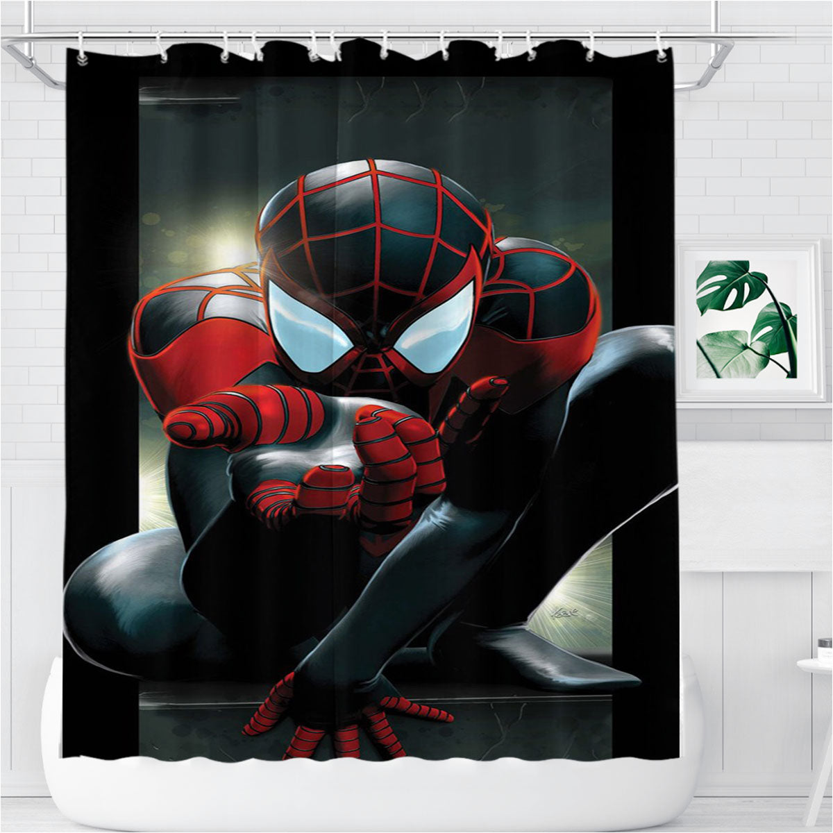 Spiderman Marvel Comics Avengers Bathroom Shower Curtain Fabric Waterproof | 66 X 72 Inch