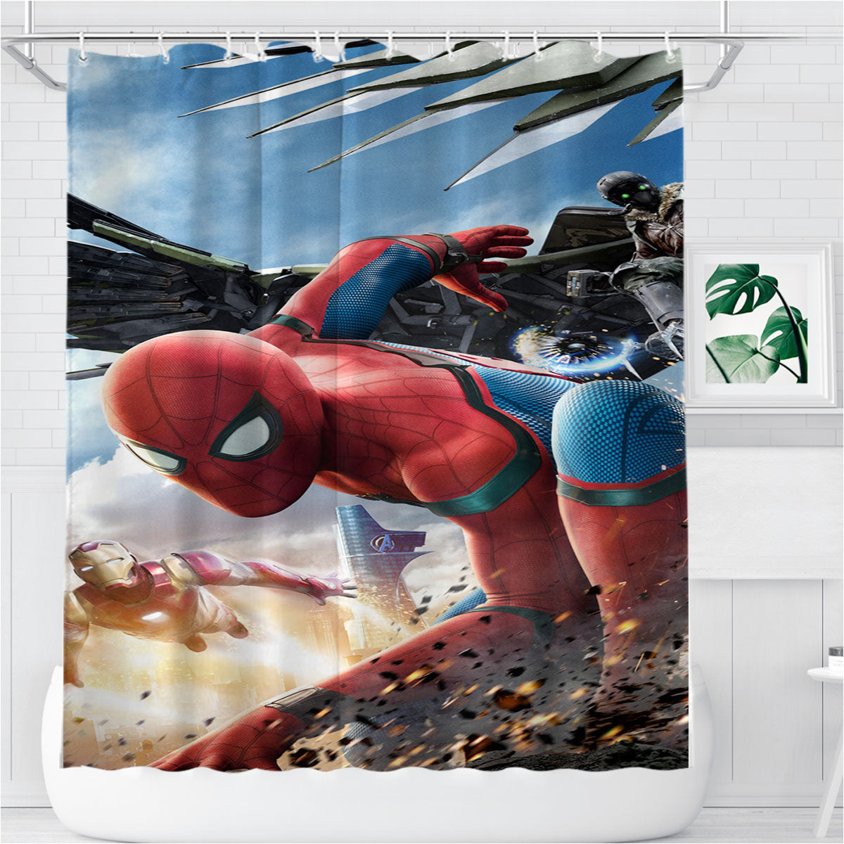 Spiderman Marvel Homecoming Bathroom Shower Curtain Fabric Waterproof | 66 X 72 Inch