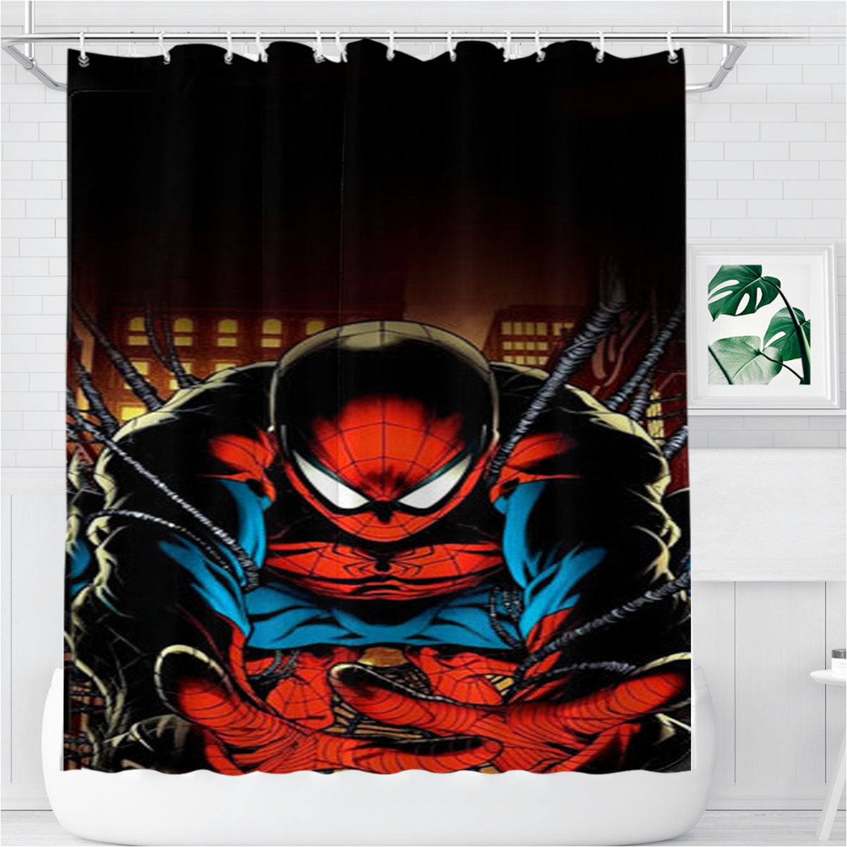 Spiderman On You Parallax Bathroom Shower Curtain Fabric Waterproof | 66 X 72 Inch