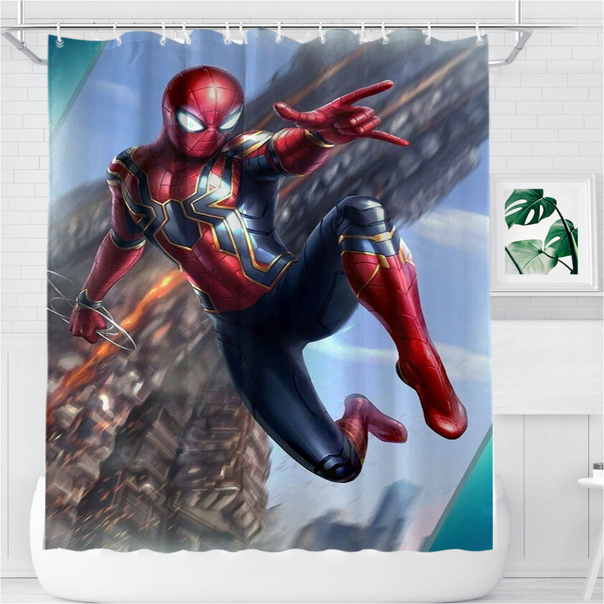 Spiderman The Best Scene Bathroom Shower Curtain Fabric Waterproof | 66 X 72 Inch